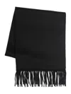 The Dynamis Studio Fringed Wool Scarf In Black