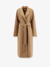 The Dynamis Studio Milan Belted Wool Coat In Sand