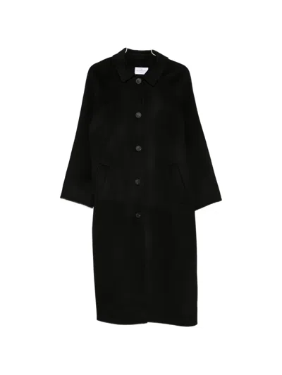 The Dynamis Studio Raglan-sleeve Button-down Coat In Black