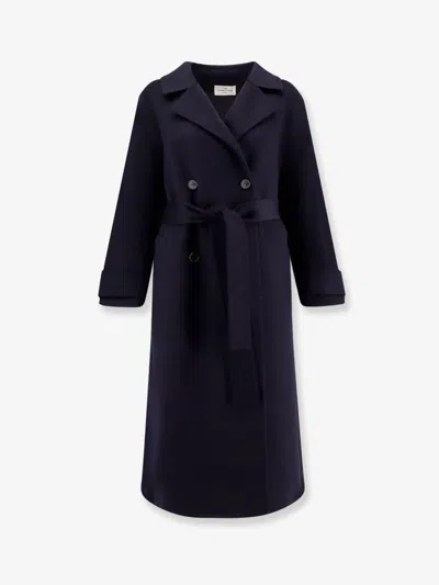 The Dynamis Studio Savile Wool Double-breasted Coat In Blue
