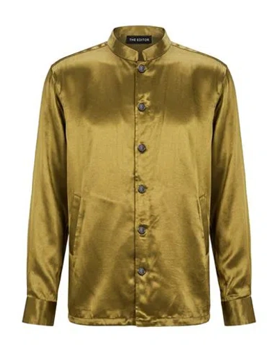 The Editor Man Shirt Military Green Size 44 Viscose In Gold