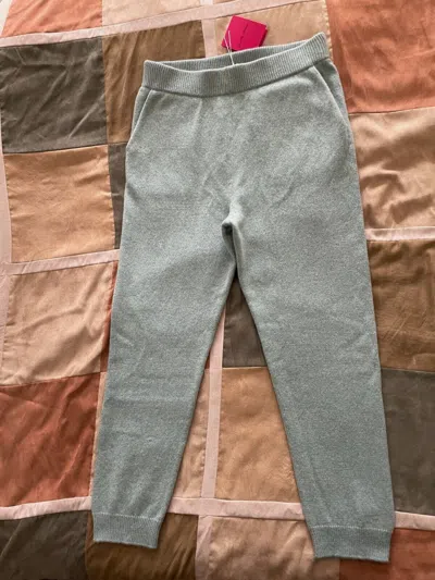 Pre-owned The Elder Statesman $1195  Turkish Blue 100% Cashmere Relaxed Jogger Pants L