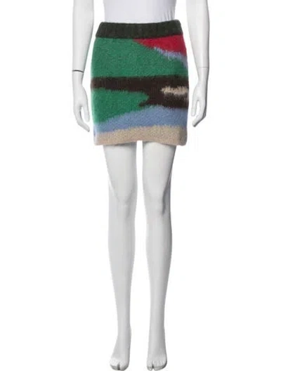 Pre-owned The Elder Statesman Alpaca Mini Skirt In Green