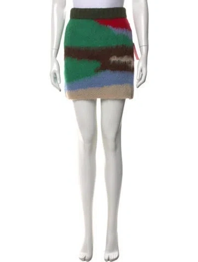 Pre-owned The Elder Statesman Alpaca Mini Skirt W/ Tags In Green