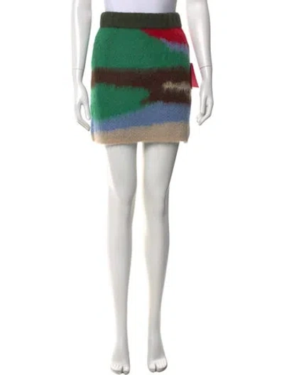 Pre-owned The Elder Statesman Alpaca Mini Skirt W/ Tags In Green