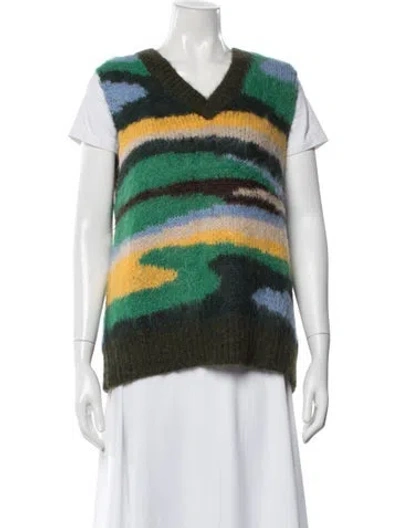 Pre-owned The Elder Statesman Alpaca Patterned Sweater W/ Tags In Green