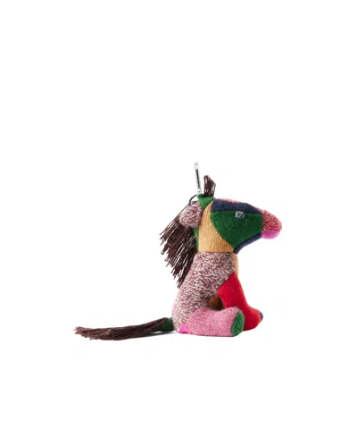 The Elder Statesman Animal Print Patchwork Cashmere Keychain In Multi