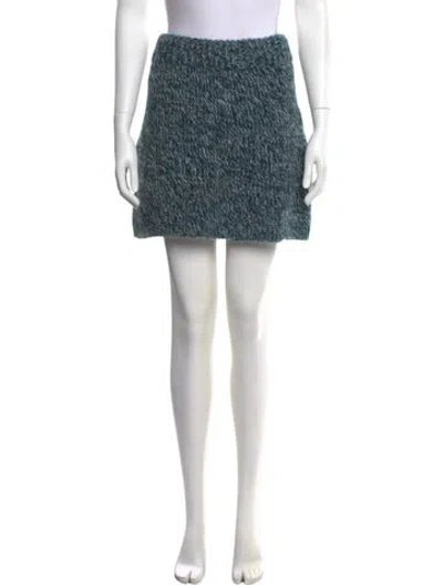 Pre-owned The Elder Statesman Baby Alpaca Mini Skirt W/ Tags In Blue