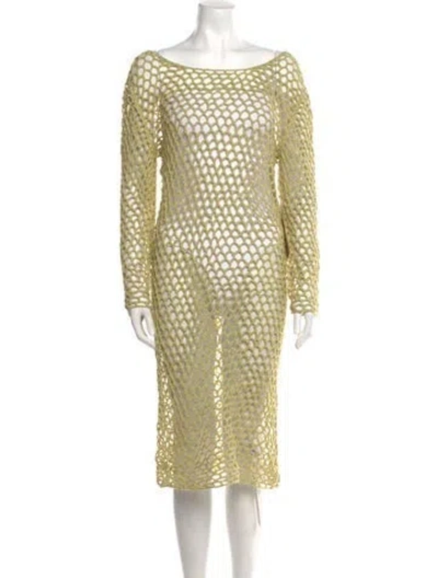 Pre-owned The Elder Statesman Bateau Neckline Knee-length Dress In Neutral