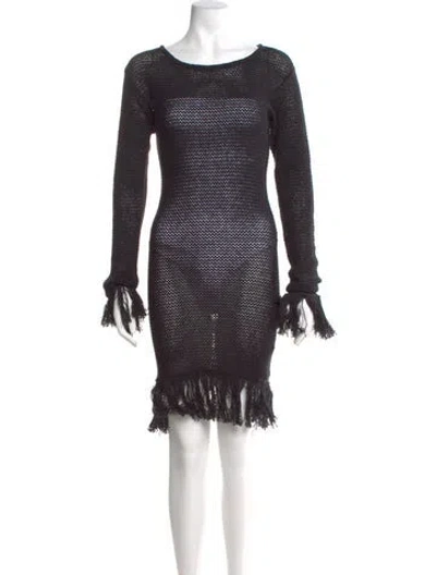 Pre-owned The Elder Statesman Bateau Neckline Mini Dress W/ Tags In Black