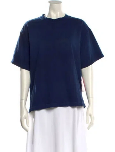 Pre-owned The Elder Statesman Bateau Neckline Short Sleeve Sweatshirt In Blue