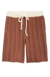 The Elder Statesman Beach Guy Rib Cotton Sweater Shorts In Brown
