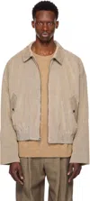 The Elder Statesman Beige Wale Cord Jacket In Gray