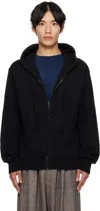 The Elder Statesman Black Nora Lite Check Zip Hoodie In Black