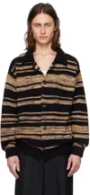 The Elder Statesman Black Phantom Stripe Long Sleeve Shirt In C923 Blk/car/mst/khk