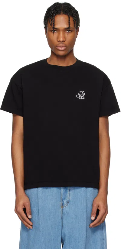 The Elder Statesman Black 'tes' Logo T-shirt