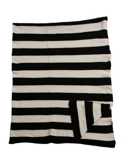 Pre-owned The Elder Statesman Block Stripe Super Duper Cashmere Blanket In Black