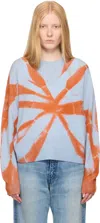 The Elder Statesman Mythic Tranquility Cropped Tie-dyed Cashmere Sweater In Blue