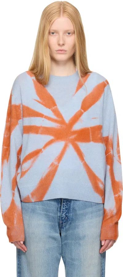 The Elder Statesman Blue & Orange Mythic Tranquility Crew Sweater
