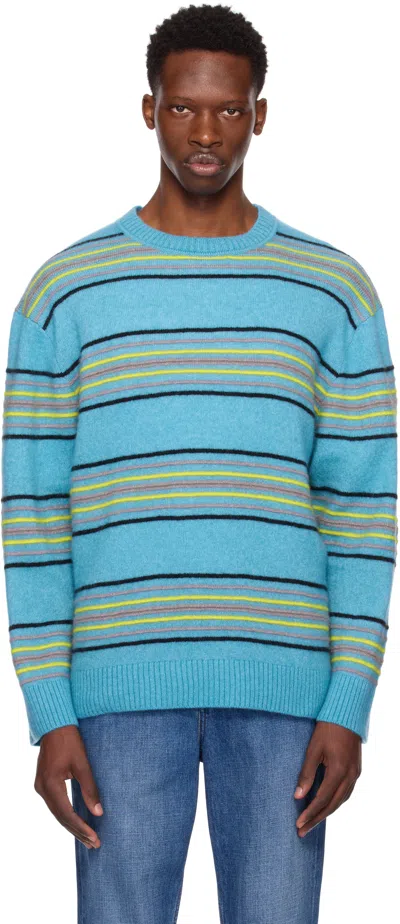 THE ELDER STATESMAN BLUE REEF STRIPE SWEATER