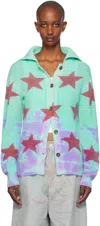 The Elder Statesman Printed Cashmere Cardigan In D266 Ivory W/ Bright