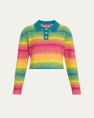 The Elder Statesman Blurry Stripe Rugby Cashmere Sweater