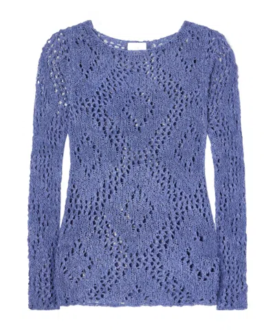 The Elder Statesman Cashmere And Linen-blend T-shirt In Blue