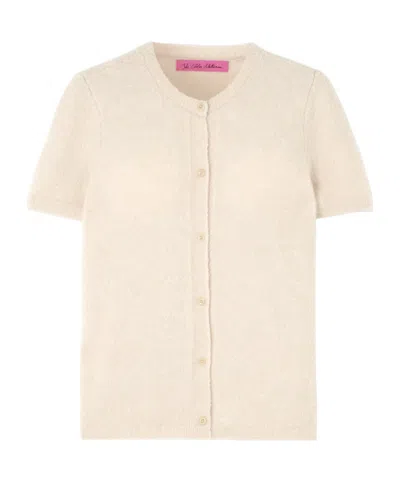 The Elder Statesman Cashmere And Silk Blend Boucle Cardigan In White