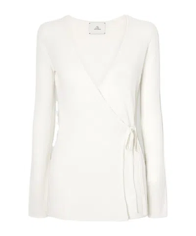 The Elder Statesman Cashmere And Silk-blend Wrap Cardigan In White