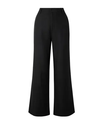 The Elder Statesman Cashmere And Wool Blend Wide-leg Casual Pants In Black