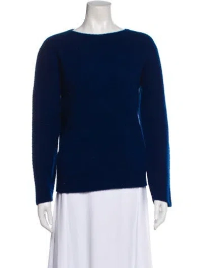 Pre-owned The Elder Statesman Cashmere Bateau Neckline Sweater In Blue