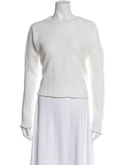 Pre-owned The Elder Statesman Cashmere Bateau Neckline Sweater In White