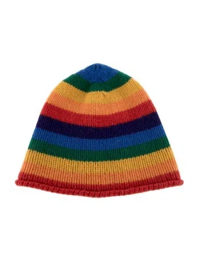 Pre-owned The Elder Statesman Cashmere Beanie In Green/red