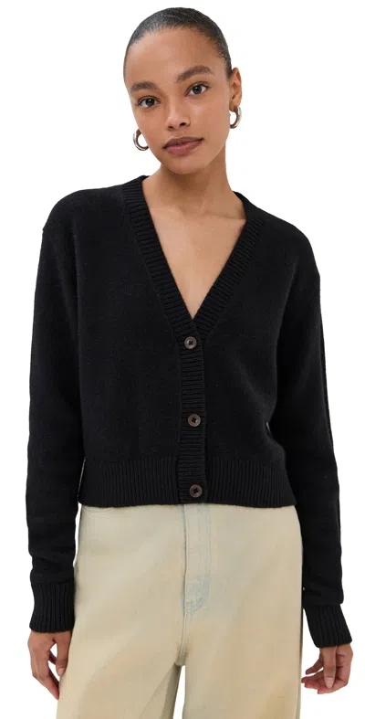 The Elder Statesman Cashmere Boxy Cardigan Black