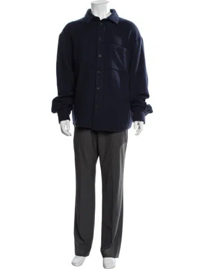 Pre-owned The Elder Statesman Cashmere Collar Pullover In Blue