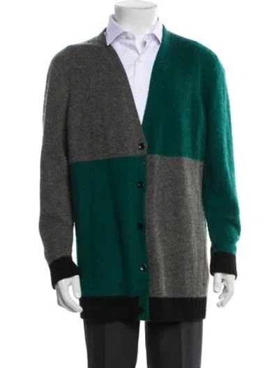 Pre-owned The Elder Statesman Cashmere Colorblock Pattern Cardigan In Multi