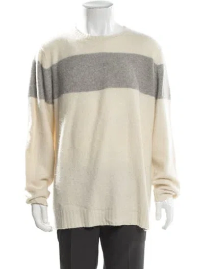 Pre-owned The Elder Statesman Cashmere Colorblock Pattern Pullover In Neutral