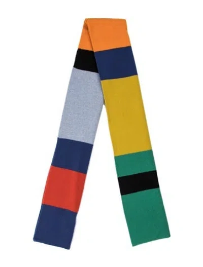 Pre-owned The Elder Statesman Cashmere Colorblock Pattern Scarf In Blue