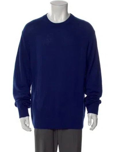 Pre-owned The Elder Statesman Cashmere Crew Neck Pullover In Blue