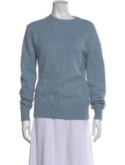 Pre-owned The Elder Statesman Cashmere Crew Neck Sweater In Blue