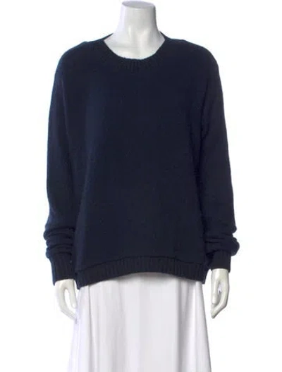 Pre-owned The Elder Statesman Cashmere Crew Neck Sweater In Blue