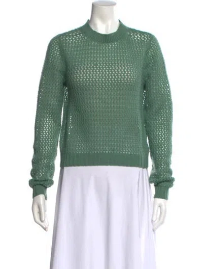 Pre-owned The Elder Statesman Cashmere Crew Neck Sweater In Green