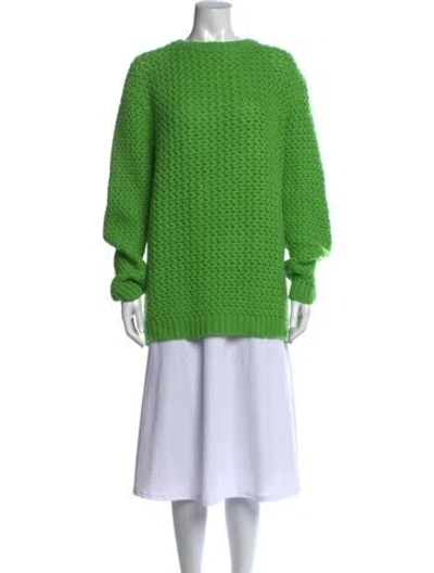 Pre-owned The Elder Statesman Cashmere Crew Neck Sweater In Green