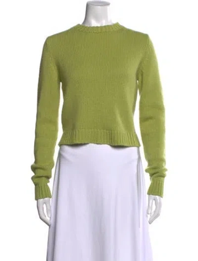 Pre-owned The Elder Statesman Cashmere Crew Neck Sweater In Green