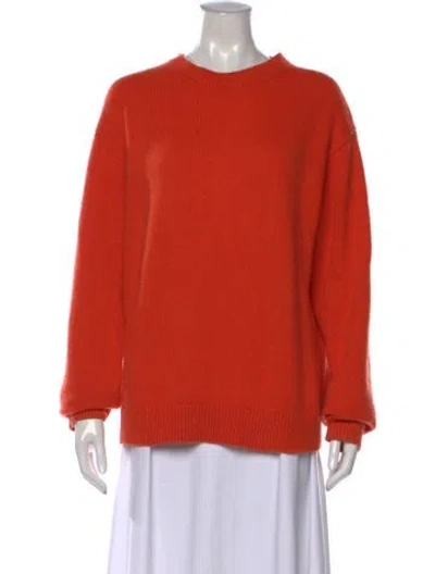 Pre-owned The Elder Statesman Cashmere Crew Neck Sweater In Orange