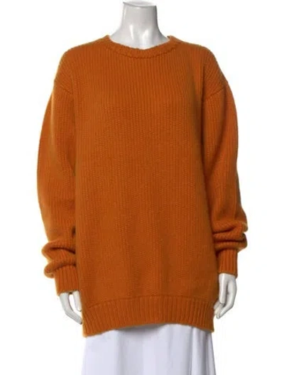 Pre-owned The Elder Statesman Cashmere Crew Neck Sweater In Orange