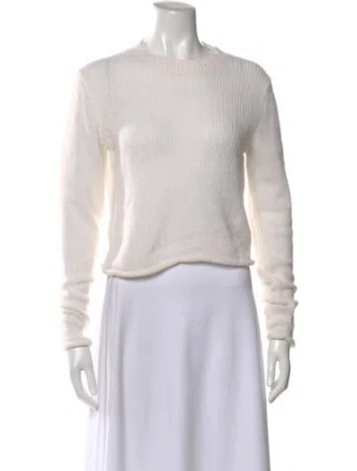 Pre-owned The Elder Statesman Cashmere Crew Neck Sweater In White