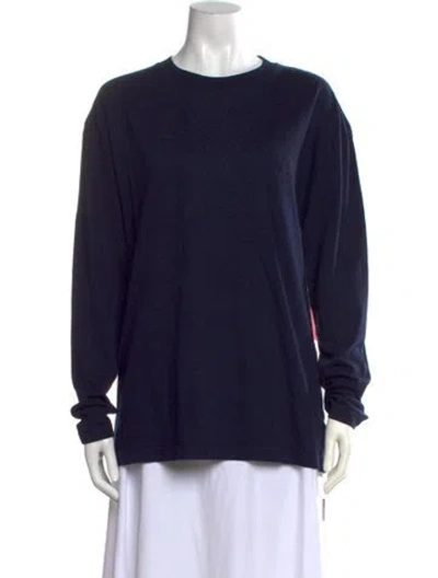 Pre-owned The Elder Statesman Cashmere Crew Neck T-shirt In Blue