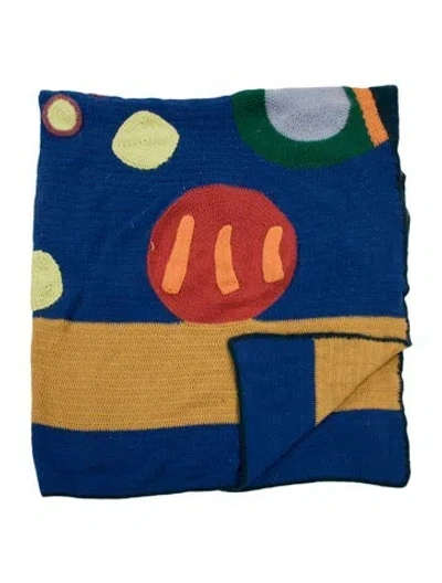 Pre-owned The Elder Statesman Cashmere Crochet Mixer Throw Blanket In Multi