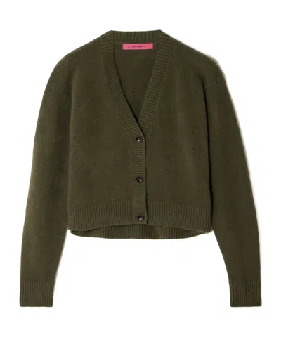 The Elder Statesman Cashmere Cropped Cardigan In Green